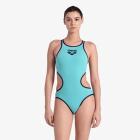 Resim Arena One Big Logo One Piece Kadın Mavi Yüzücü Mayosu 