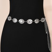 Resim Kadınlar için Şık Vintage Esintili Boş Metal Kemer - Çiçek Desenli Zincir Detayı, Düğünler, Partiler ve Günlük Geziler için Mükemmel, Parti Aksesuarı | Çiçek Desenli Kemer | Alaşım Yapı, Sevimli Kemer 