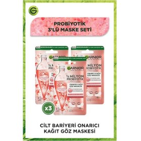 Resim Garnier 1/2 Milyon Probiyotik Türevi İçeren Onarıcı Kağıt Göz Maskesi 3'lü Set pkt2-1prbytkmsk-9438 