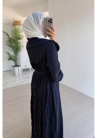 Resim Kahijab Sırt Detay Dökümlü Abaya - Lacivert Lacivert 