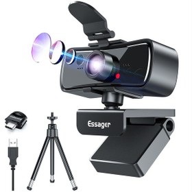 Resim Essager C3 1080P USB Bilgisayar Dahili Mikrofonlu Tripodlu USB Webcam 