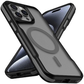 Resim İphone 15 Pro Max Uyumlu Magsafe Şarj Özellikli Renkli Kenar Airbag Şeritli Zore Lamer Kapak-gri Gri 