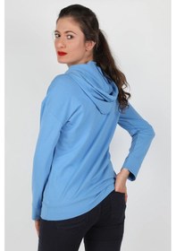 Resim Kadın Kapüşonlu Sweatshirt Mavi 