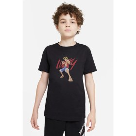 Resim Qivi Anime Onepiece Luffy Baskılı Unisex Çocuk Siyah T-Shirt 