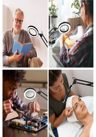 Resim Masaüstü Sıkıştırmalı Led Lamba Güzellik Salonu Kitap Okuma Yayın Işığı 8x Büyüteçli 3 Renk Mod Işık 