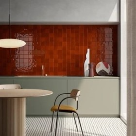 Resim Vitra 10X10 Retromix Fon Lava Kırmızı Parlak Duvar Karosu Parlak K94842580001VTE0 (1 M2) 