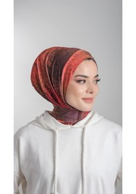 Resim Hürrem Bone Kırmızı Pratik Hazır Geçmeli Tesettür Bone Sandy Kumaş Batik Dese Kırmızı 