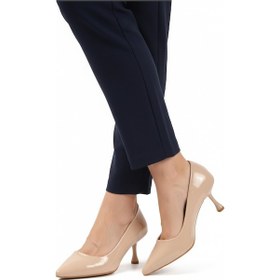 Resim Bej Rugan Kadın İnce Kısa Topuklu Abiye Ayakkabı 695033 Z Açık Bej 