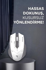 Resim Torima TM-20 Beyaz-Gri Çift Modlu Kablosuz Oyuncu Mouse Fare 