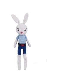 Resim Amigurumi Organik Oyuncak-uyku Arkadaşı Tavşan-örme Mavi Tavşan 
