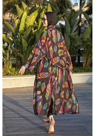 Resim Remsa Mayo Remsa Tesettür Mayo Üzerine Tek Kaftan Kimono Pareo Rp019 Funda Siyah 