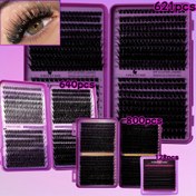 Resim 128/621/640/800 Adet 8-16mm DIY Kabarık Kirpik Uzatma - 30D-100D Hafiften Dolgunlığa - Tilki Gözü Konik Kabarık Efekt - Günlük, Sahne, Cosplay için Hafif Çapraz - Taşınabilir Yeniden Kullanılabilir Uzun Ömürlü Kıvrık Kirpikler 