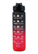 Resim Degrade Renk 1000 Ml Plastik Su Şişesi Saman İle Sızdırmaz Spor Su Şişesi Açık Black Red 900-1000ml Black Red 