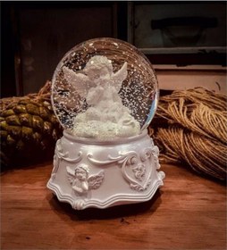 Resim Beyaz Melek Orta Boy Müzikli Kar Küresi 