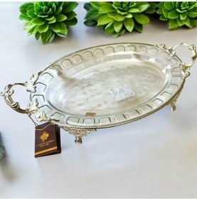 Resim Royking Ayaklı Oval Sunum Tabağı 43x36x23x5cm Crs160 Altın 