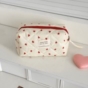 Resim Kırmızı Kalp Sekizgen Çanta - TSA Onaylı Büyük Kapasiteli Taşınabilir Seyahat Düzenleyici - Kalp Desenli Şık Minimalist Tasarım, Dayanıklı Kumaş, Elde Yıkama, Tuvalet Seyahat Çantası, Eğlenceli Tasarım, Sağlam Fermuar Kapatma 
