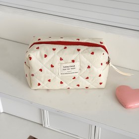 Resim Kırmızı Kalp Sekizgen Çanta - TSA Onaylı Büyük Kapasiteli Taşınabilir Seyahat Düzenleyici - Kalp Desenli Şık Minimalist Tasarım, Dayanıklı Kumaş, Elde Yıkama, Tuvalet Seyahat Çantası, Eğlenceli Tasarım, Sağlam Fermuar Kapatma 