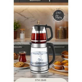 Resim Sinbo 1500 W Elektrikli Çay Makinesi STM-5848 2.0L Cam Gövde ve Demlik ile Enerji Tasarruflu 
