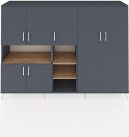 Resim Hyperion Dolap 13 Raflı 7 Kapaklı 220x44x163 Antrasit-antrasit/ça Antrasit-antrasit/çam 