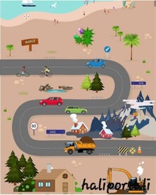 Resim Halıportalı Trafik Çocuk Odası Halısı Özel Ölçü Yapılır I-B-455 Çok Renkli 