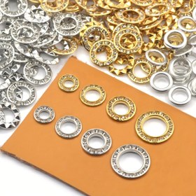 Resim 20 Adet Pirinç Taşlı Gözler - Ayakkabı Yapımı, Takı ve DIY El İşleri İçin Merkez Delikli - Metalik Altın (Bronz) Renk - Deri, Kumaş, Karton ile Uyumlu - Kemeri, Çanta, Şapka, Bot Dekorasyonu için Dayanıklı Bağlantı Elemanları - Parlak Yüzey, Çok Yönlü Kullanım 