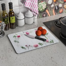 Resim Decovetro Pembe Çiçek Görünümlü Cam Kesim Tablası 30 x 40 cm 