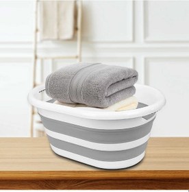 Resim Porsima LA-550 Katlanabilir Çamaşır Sepeti Akordiyon Katlanır Sele Sepet Silikon Çamaşır Sepeti 26 L Diğer 