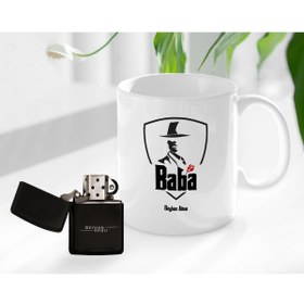 Resim Bk Gift Kişiye Özel Babalar Günü Hediyesi Baba Godfather Tasarımlı Kupa Bardak Ve Benzinli Çakmak Seti-15 