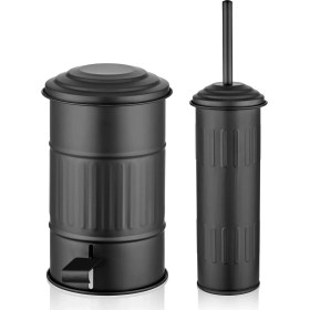 Resim Evim Tatlı Evim Banyo Çöp Kovası Seti Mat Siyah Paslanmaz 