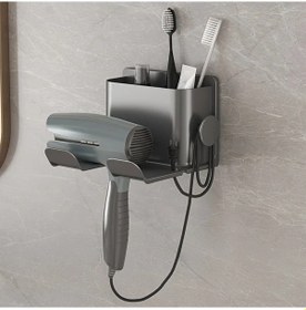 Resim Xuweiwei Gri 1 Adet Delme Gerektirmeyen Duvara Monte Saç Kurutma Makinesi Askısı Banyo Organizatörü Gri. 