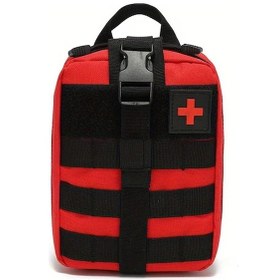 Resim Chuangyinshop Kırmızı Molle Taktik Sırt Çantası Ayrılabilir İlk Yardım Çantası Kampçılık Yürüyüş Kırmızı 