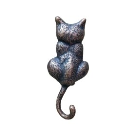 Resim Aesco Eco Lounge Antika Tarz Dekoratif Pirinç Kedi Sırt Kapı Tokmağı, Taktak - 160X65MM, Oksit 