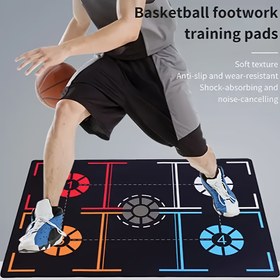 Resim 1 Adet Premium Kaymaz Basketbol Antrenman Matı - Katlanabilir, Dayanıklı Polyester Lif, Gürültü Engelleme, Kalın Yastıklı Yüzey İç Mekan Dribling & Top Kontrol Egzersizleri İçin, Beyaz/Sarı, Noel & Yeni Yıl İçin İdeal, Basketbol Aksesuarları 