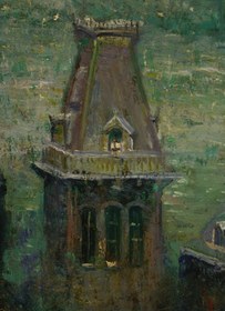 Resim Ernest Lawson Brooklyn Bridge 3D Textured Print: Museum Art Reproduction - 47"39" in / 120x100 cm / Vintage Gold Frame 