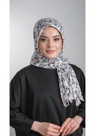 Resim Hürrem Bone Krem-Siyah Pratik Hazır Geçmeli Tesettür Eşarp Kesik Elyaf Pilise Çok Renkli 