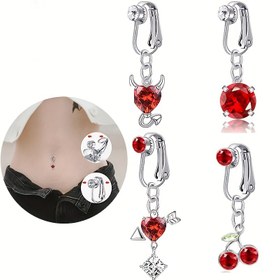 Resim 1 Adet Deliksiz Göbek Halkası - Kapatmalı, Kırmızı Kiraz Vücut Takısı, Kadınlar için Deliksiz Göbek Piercingi, Parti/Günlük/Sevgililer Günü/Halloween/Noel - Gotik/Gündelik Stiller - Yıl Boyu Giyilebilen Vücut Zinciri, Göbek Takısı, Şeytan Cazibesi Aksesuarı, Dayanıklı Vücut Giysisi, Sentetik 