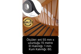 Resim Premium 50MM x 15MT Siyah Kaydırmaz Bant Yapışkanlı Merdiven Basamak Zemin Güçlü Tutunabilen Halı 