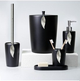 Resim Leaf Banyo Seti Siyah-Gümüş 