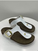 Resim Gema Kadın Parmak Arası Beyaz Terlik Yeni Sezon Beyaz 