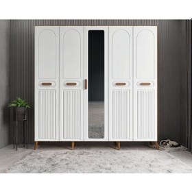 Resim Violin Membran 5 Kapaklı Portmanto Montaj Dahil Cevi Beyaz 200 Cm 