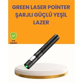 Resim 5000mw Yeşil Lazer Pointer Profesyonel Uzun Menzilli Beyaz 