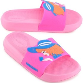 Resim Gezer Kız Çocuk Yazlık Pu Islak Zemine Uygun Ev Banyo Bahçe Havuz Terlik Fujia Fuşya 