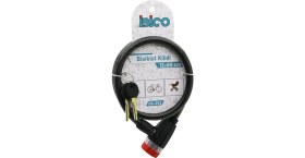 Resim Timion Anahtarlı Çevirmeli Kilit Kapaklı Plastik Kafa Bisiklet Kilit Çelik Tel Siyah Şeffaf Kılıf 12MMX80CM (5148) 