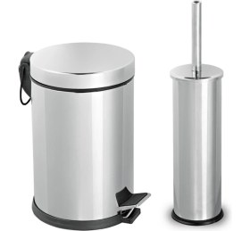 Resim Fixer365 Paslanmaz Pedallı 3 Lt Çöp Kovası - Klozet Fırçası 2'li Banyo Seti 