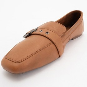 Resim Luvi Shoes Perıwınkle Taba Cilt Hakiki Deri Kemerli Kadın Loafer Ayakkabı Taba Deri 