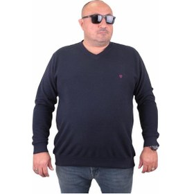 Resim Starbattal Büyük Beden Selanik V Yaka Classic Sweat 23201 Lacıvert-Lacıvert Lacivert 