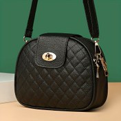 Resim Kadınlar için Şık Siyah Desenli Crossbody Çanta - Altın Tonlu Donanımlı, Büyük Kapasiteli & Günlük Kullanım, İş ve Seyahat İçin Polyester Astarlı 3 Bölmeli Cüzdan 