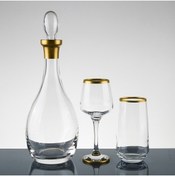 Resim Panayır Home Lav Gold Altın Yaldız Su Takımı Kesme Cam Çeyizlik Set 6 Kişilik 13 Parça Çeyizlik Hediyelik Sunum 