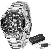 Resim Hanyang Gümüş Siyah Lıge Üst Marka Lüks Erkek Izle Paslanmaz Çelik Su Geçirmez Kuvars Adam Saatler Günlük Spor Aydınlık Iş Moda Kol Saati (Yurt Dışından) 