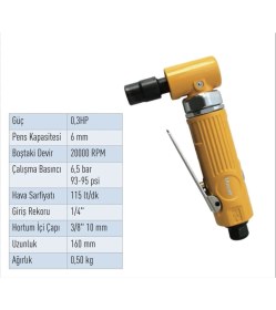 Resim Unoair 90* Kalıpçı Taşlama UNAT7034M 